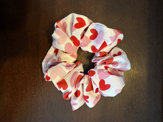 White Hearts Scrunchie