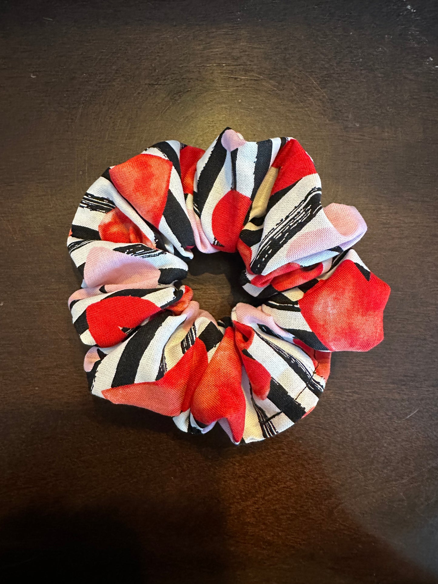 Black Stripe Heart Scrunchie