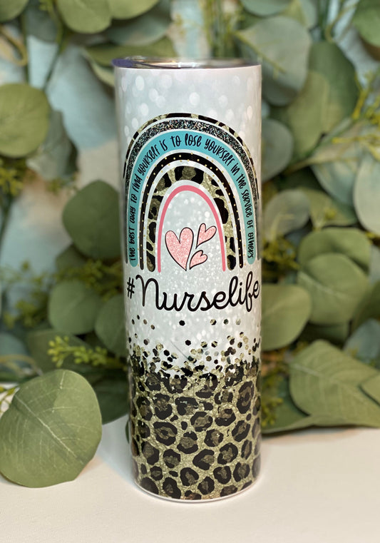 Rainbow Leopard Nurse Life Tumbler