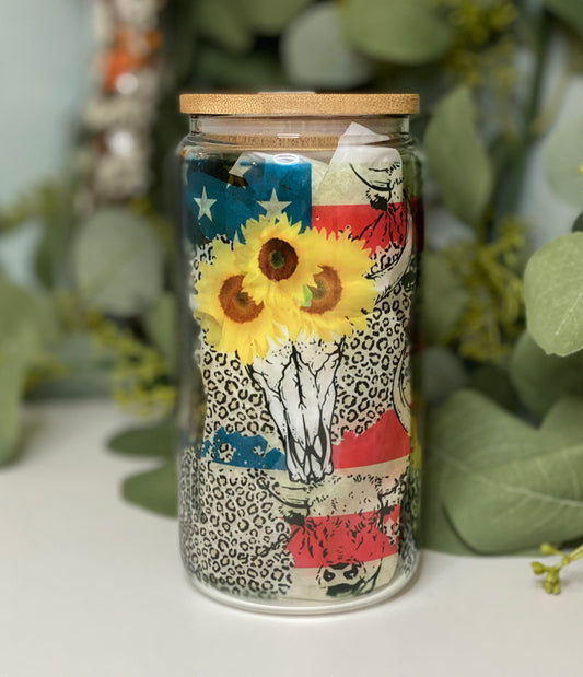 American Sunflower Glass Can Cup