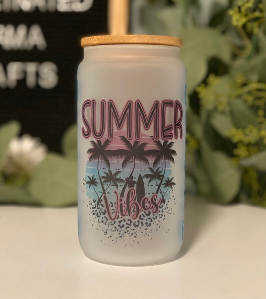 Summer Vibes Glass Can Cup