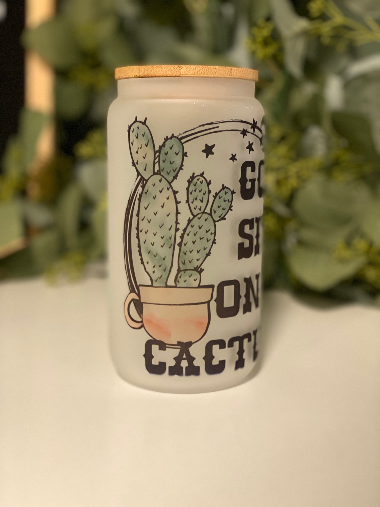 Go Sit On a Cactus Glass Can Cup